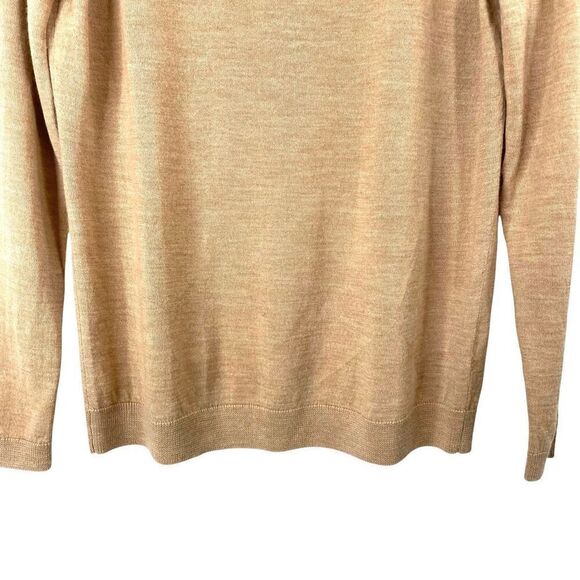 Talbots 100% merino wool scallop neck line sweater Size SP Petite camel tan neut - Picture 5 of 7